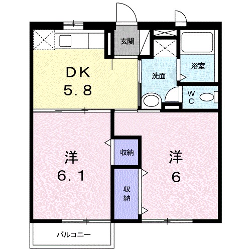 アプリコットＫＯＢＯＲＩ　２ 間取り
